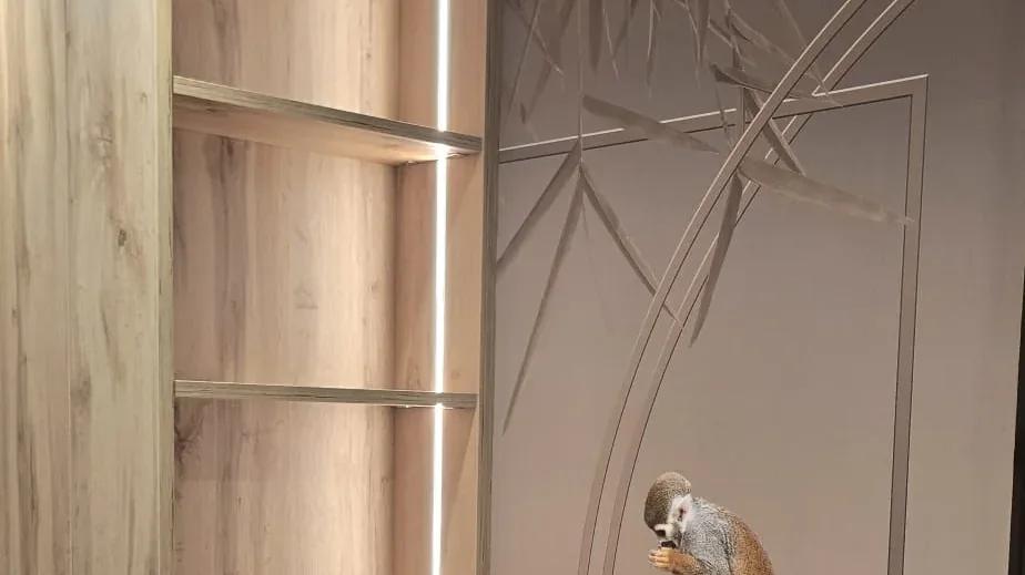 Papel pintado decorativo junto a un mueble a medida